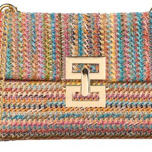 Straw Chain Clutch Purses for Women Ladies Woven Envelope Handbag Shoulder Cross